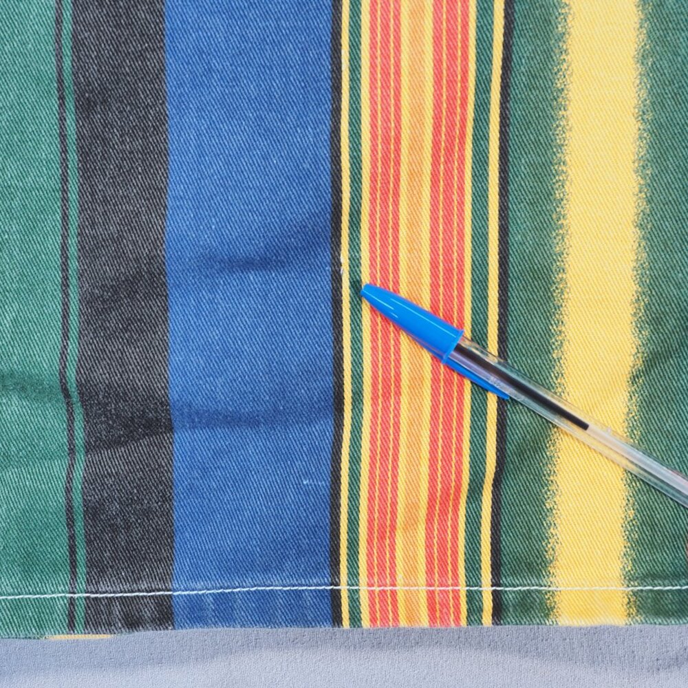 Vintage Gitano Skirt Women 11 12 Green Blue Stripe Wrap Raw Edge Hippie Retro - Picture 5 of 10